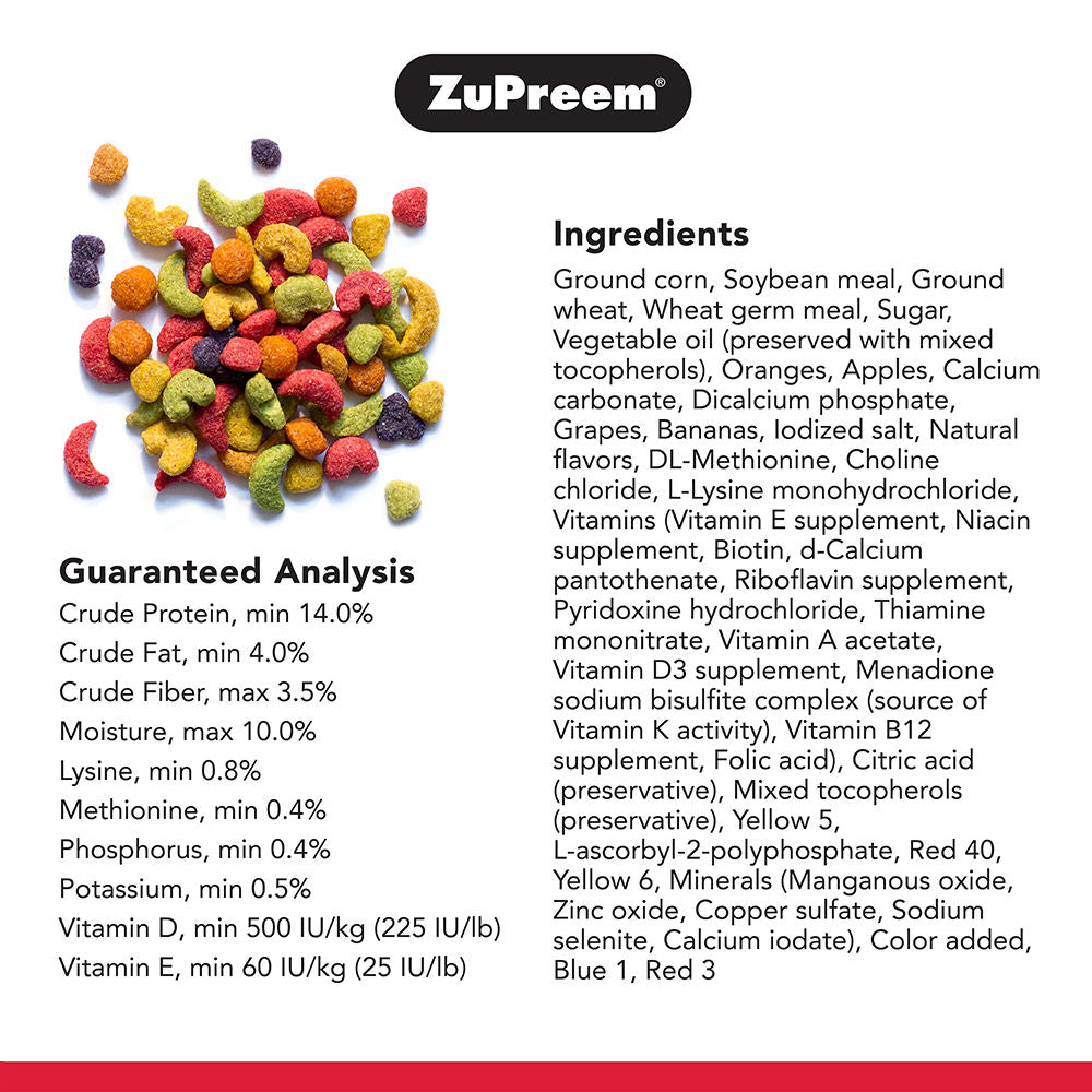 Zupreem Fruitblend Flavor With Natural Flavors Avian Diets Bird Food Medium Large - Image 3