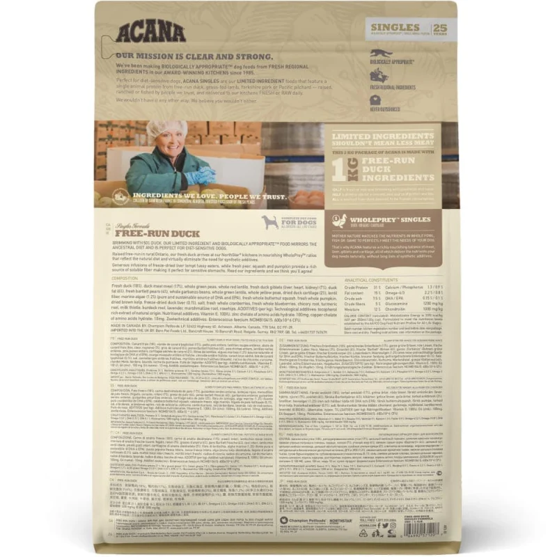 Acana Free Run Duck Dog Dry Food — back view