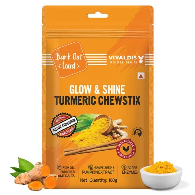 Bark Out Loud Glow and Shine Turmeric Chew Stix for Dogs and Cats