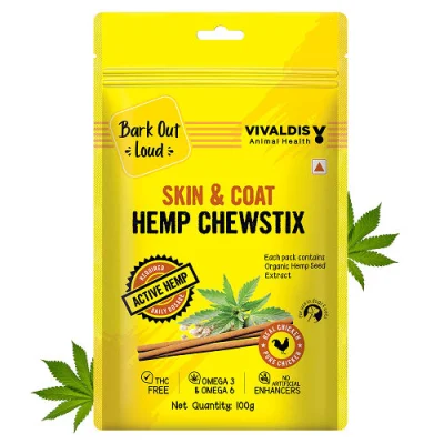 Bark Out Loud Skin & Coat Hemp Chew Stix for Dogs and Cats – 5x100g