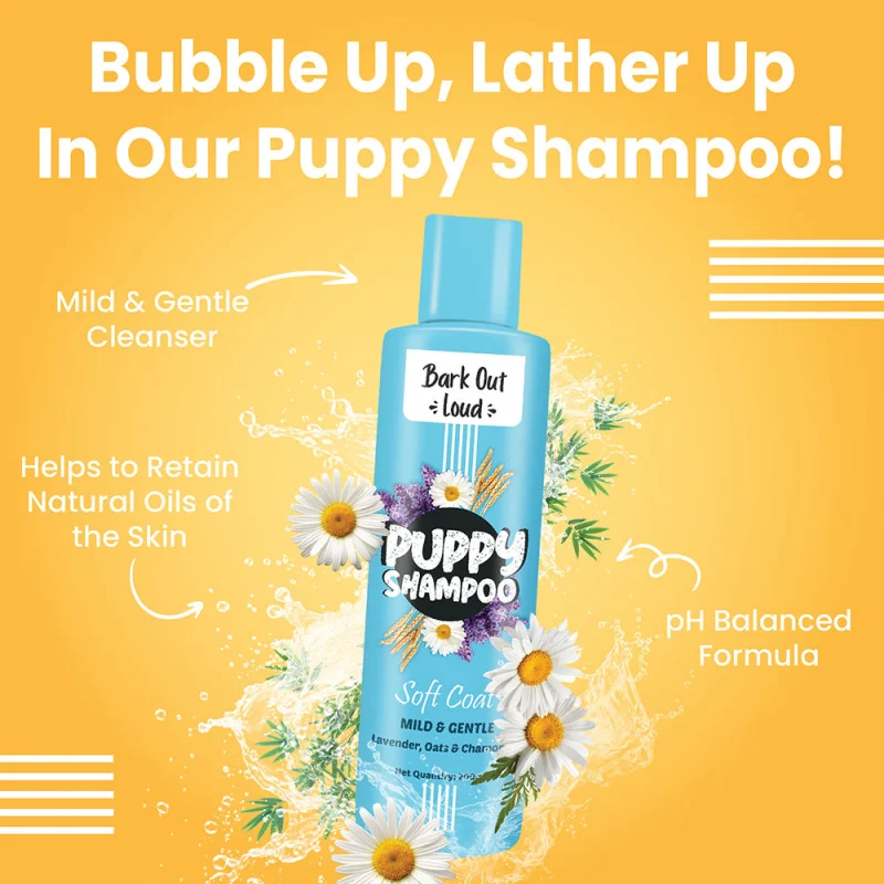 Bark Out Loud Soft Coat Puppy Shampoo for Dogs — side view