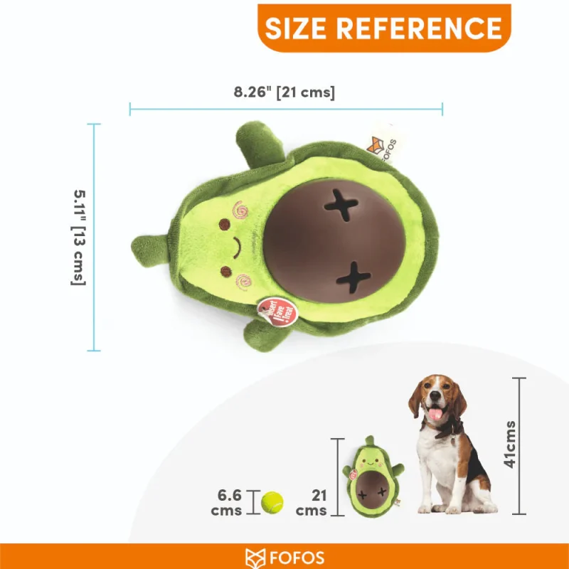 Barkbutler x Fofos Avocado Treat Toy for Dogs | For Medium Chewers — side view
