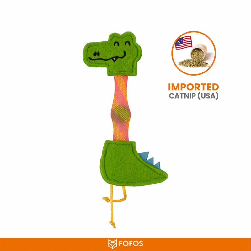 Barkbutler x Fofos Crocodile Flick Tube Catnip Toy for Cats — back view