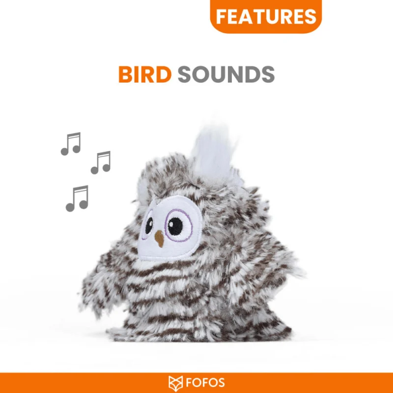 Barkbutler x Fofos Flapping Owl Chirping Interactive Toy for Cats — detail shot