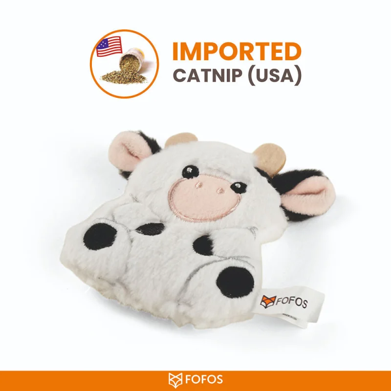Barkbutler x Fofos Floppy Crinkle Cow Catnip Toy for Cats — side view