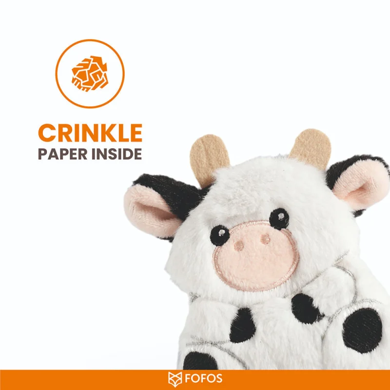 Barkbutler x Fofos Floppy Crinkle Cow Catnip Toy for Cats — detail shot