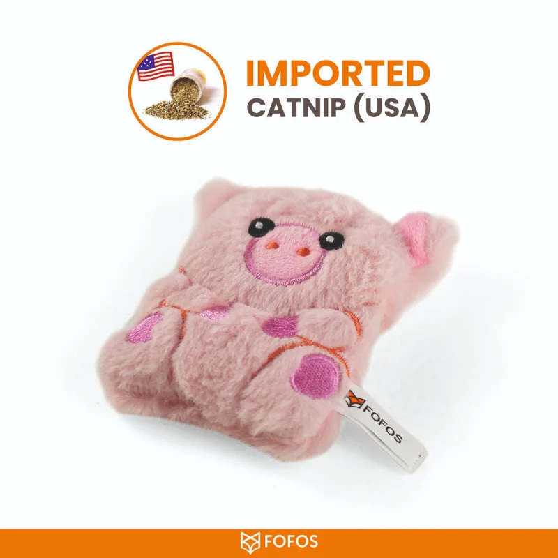 Barkbutler x Fofos Floppy Crinkle Pig Catnip Toy for Cats — side view
