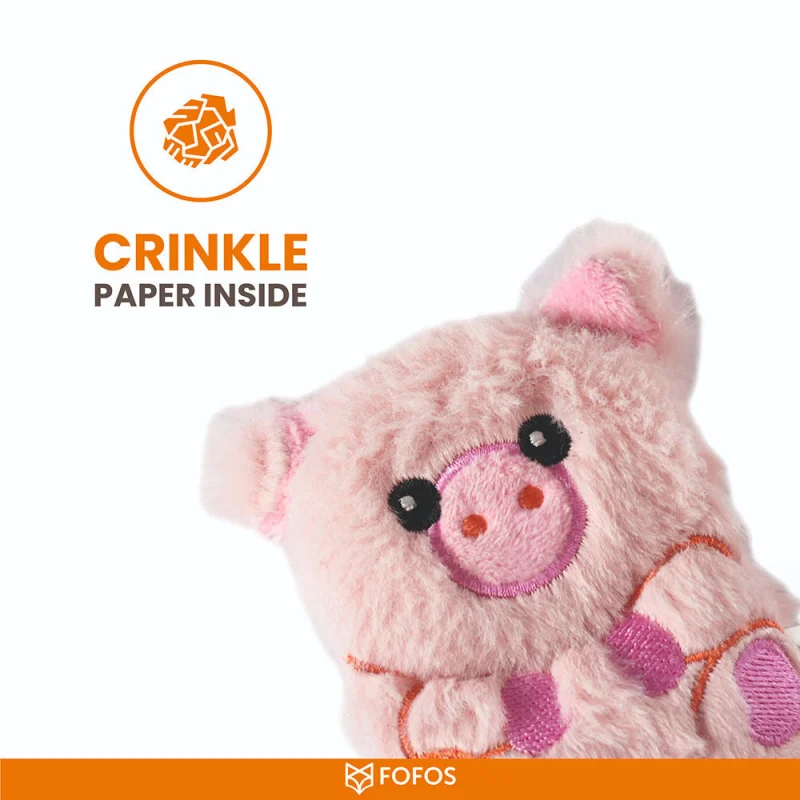 Barkbutler x Fofos Floppy Crinkle Pig Catnip Toy for Cats — detail shot
