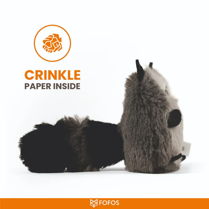 Barkbutler x Fofos Floppy Crinkle Raccoon Catnip Toy for Cats — detail shot