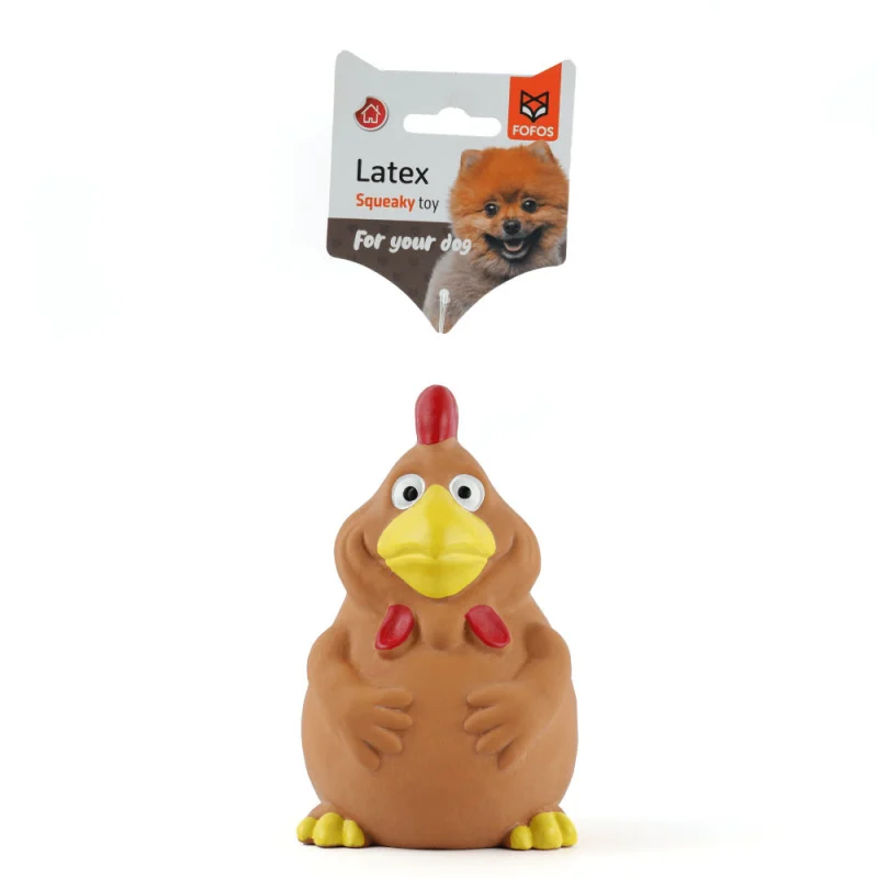 Barkbutler x Fofos Latex Bi Rooster Squeaky Toy for Dogs — side view