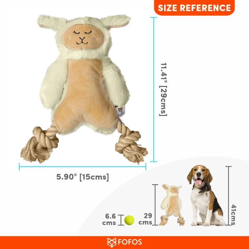 Barkbutler x Fofos Ropeleg Plush Sheep Toy for Dogs | For Medium Chewers — back view