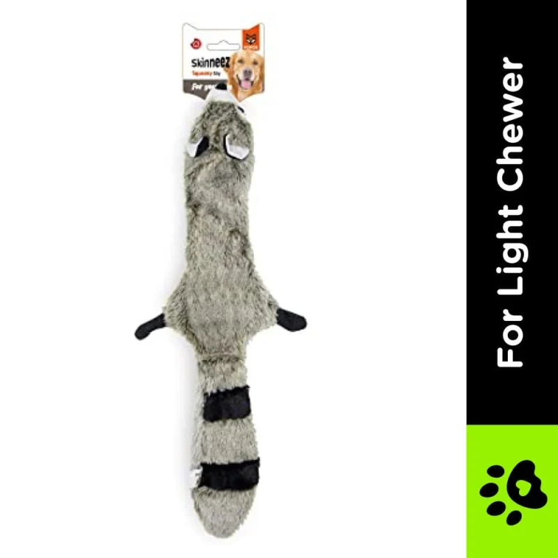 Barkbutler x Fofos Skinneez Raccoon Toy for Dogs — side view