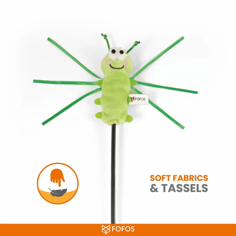 Barkbutler x Fofos Wand Moving Caterpillar Teaser Toy for Cats — detail shot