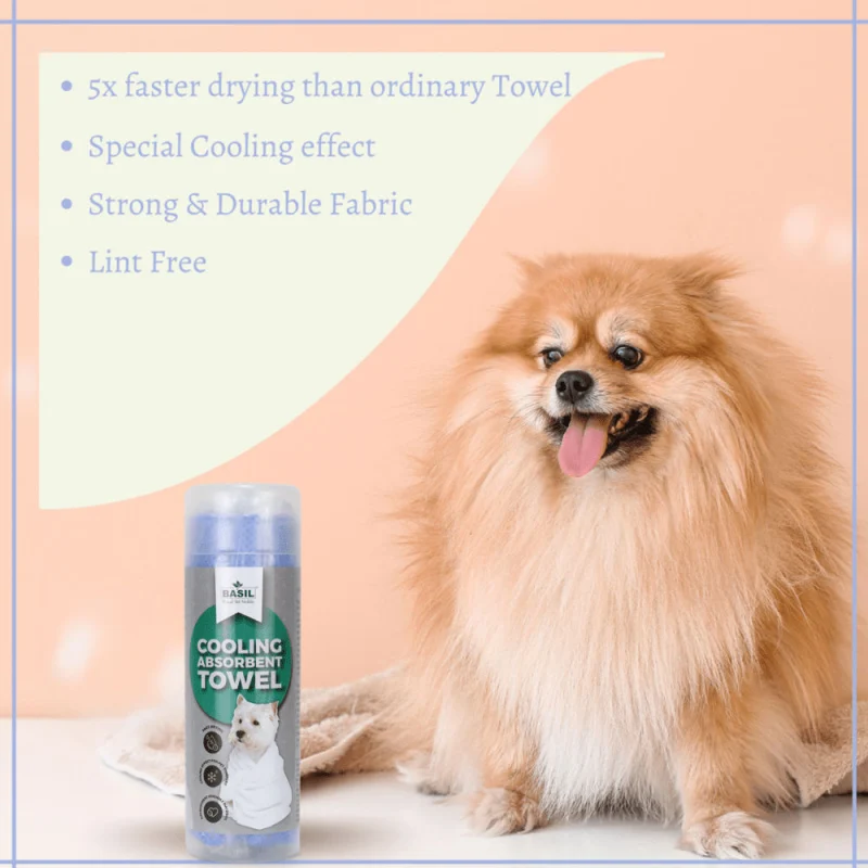 Basil Absorbent & Cooling Towel for Dogs and Cats — in use