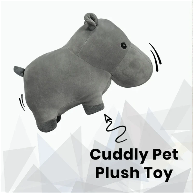 Basil Cuddly Soft Hippo Plush Toy for Dogs and Cats — back view