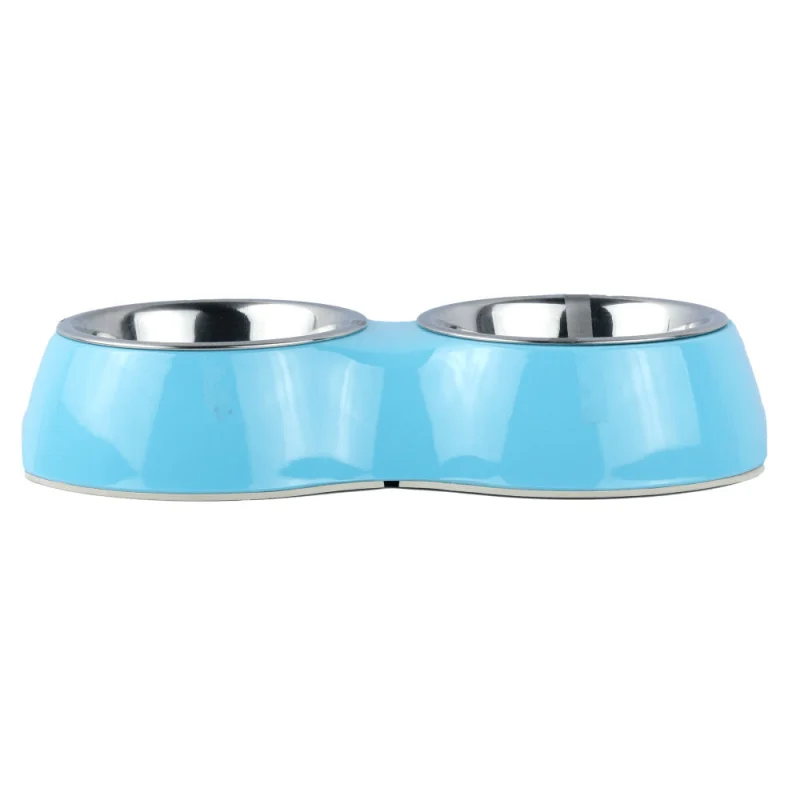 Basil Double Melamine Bowl Dinner Set for Dogs and Cats — side view
