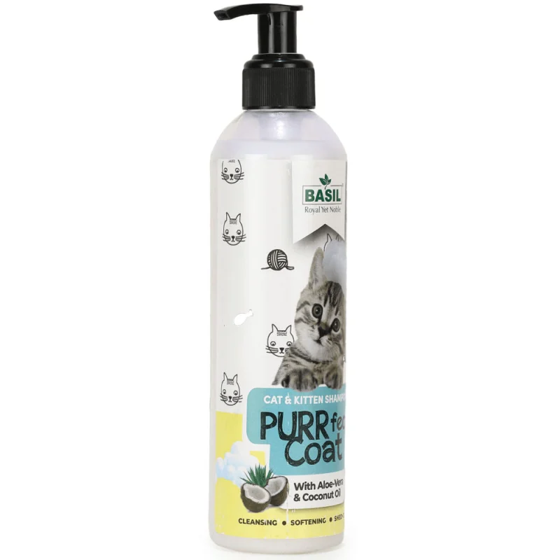 Basil Purrfect Coat Cat Shampoo — back view