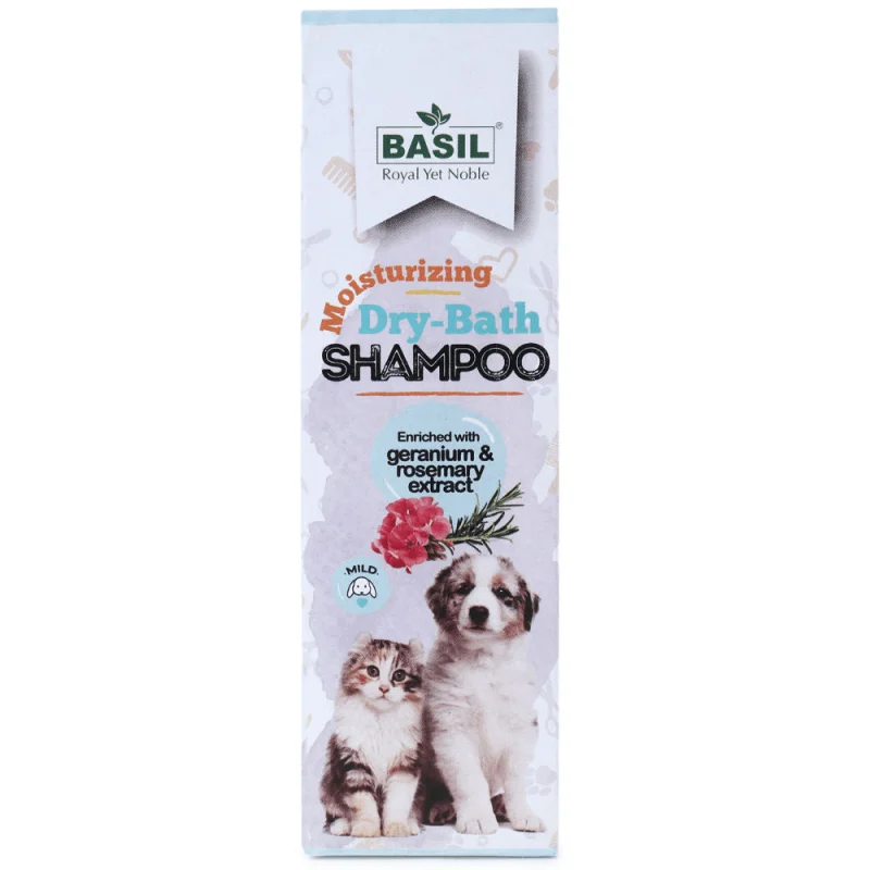 Basil Rosemary & Geranium Dry Dog Shampoo — side view
