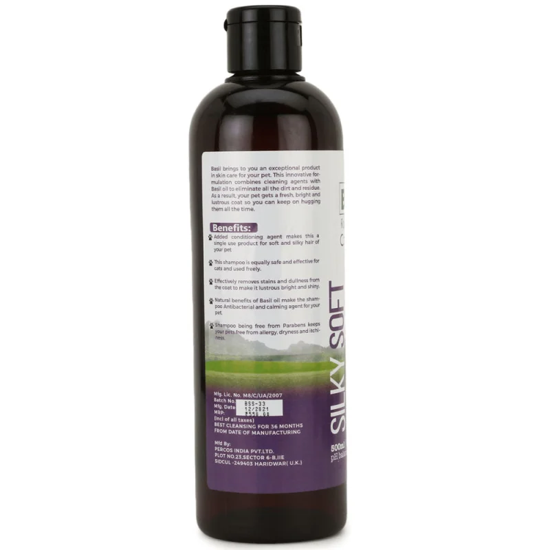 Basil Silky Soft Conditioning Dog Shampoo — back view