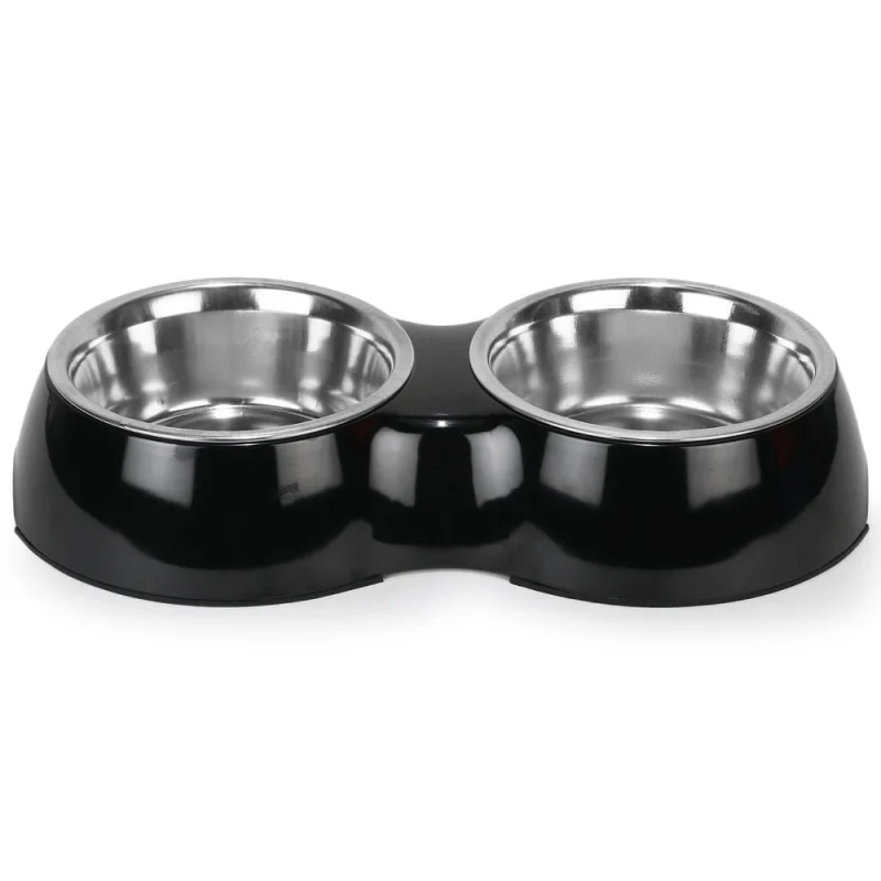 Basil Double Melamine Bowl Dinner Set for Dogs and Cats