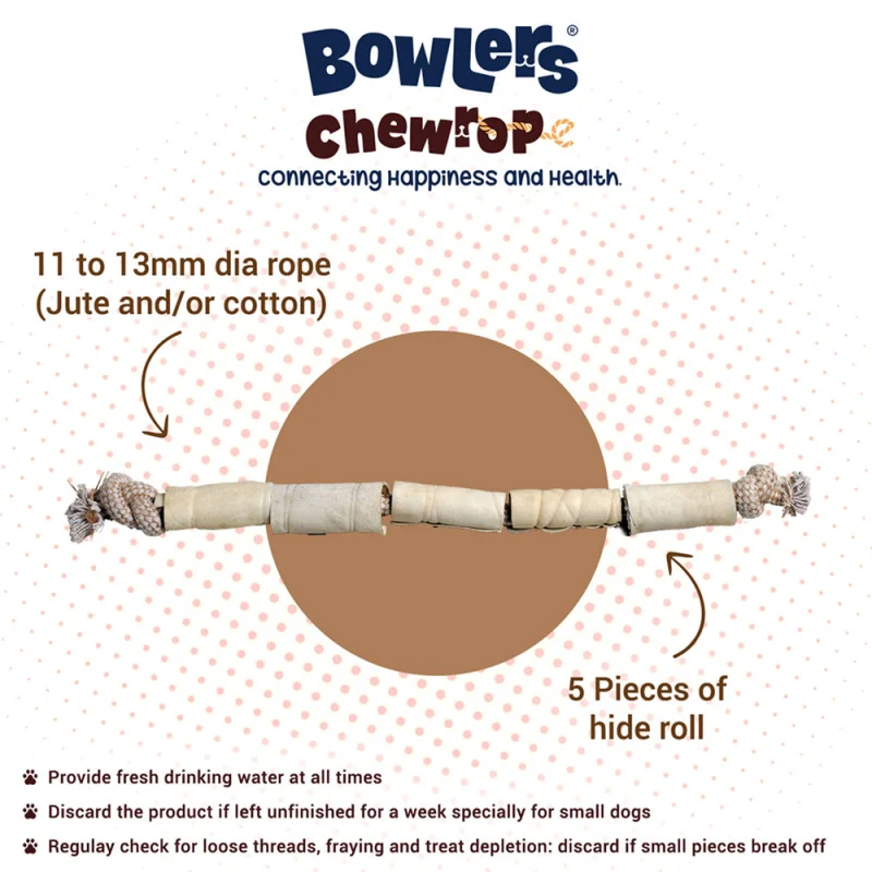Bowlers Chewrope Caterpillar Functional Dog Treat Toy — in use
