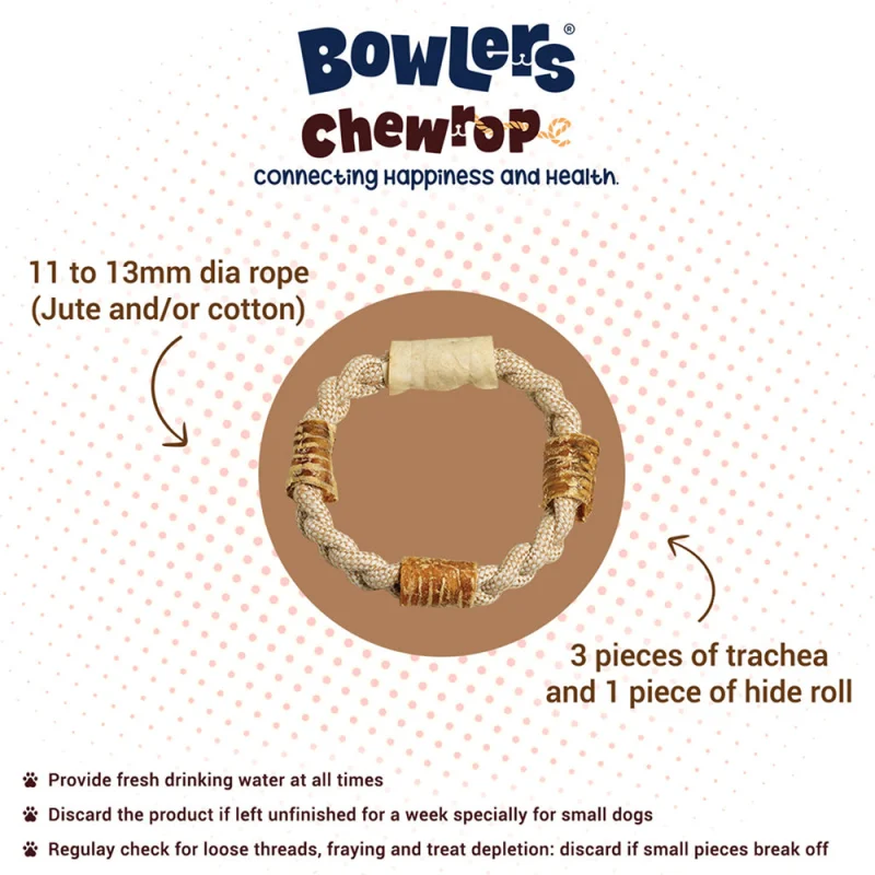 Bowlers Chewrope Donut Functional Dog Treat Toy — back view