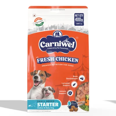 Carniwel Fresh Chicken Kibble Starter For Small Breed Mother & Baby Dog Dry Food – 400g