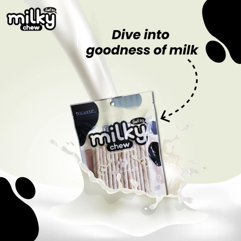 Dogaholic Milky Chew Stick Style Dog Treats — in use