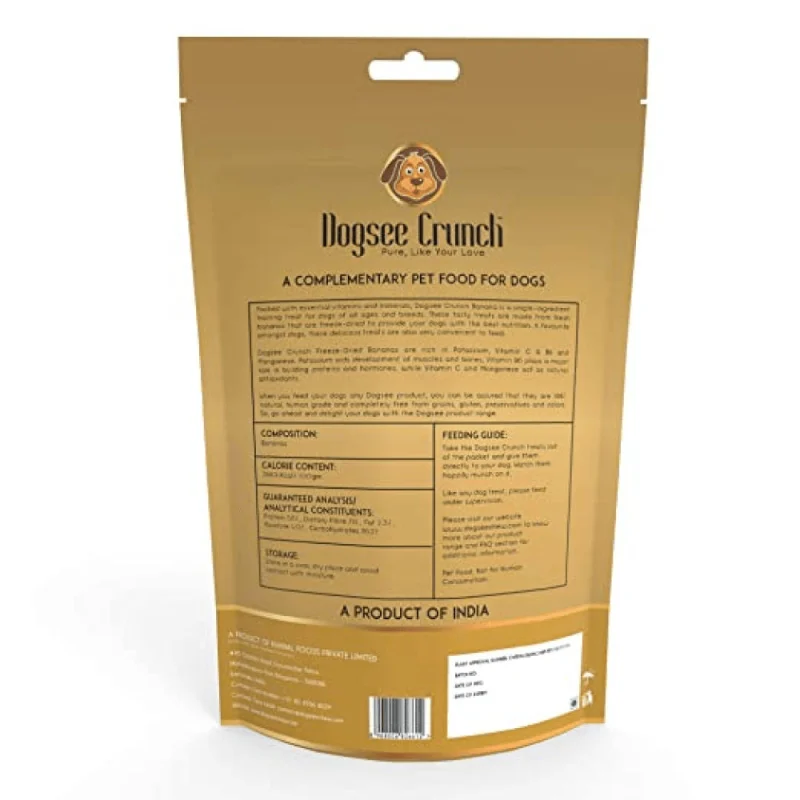 Dogsee Crunch Freeze Dried Banana Dog Treats — back view