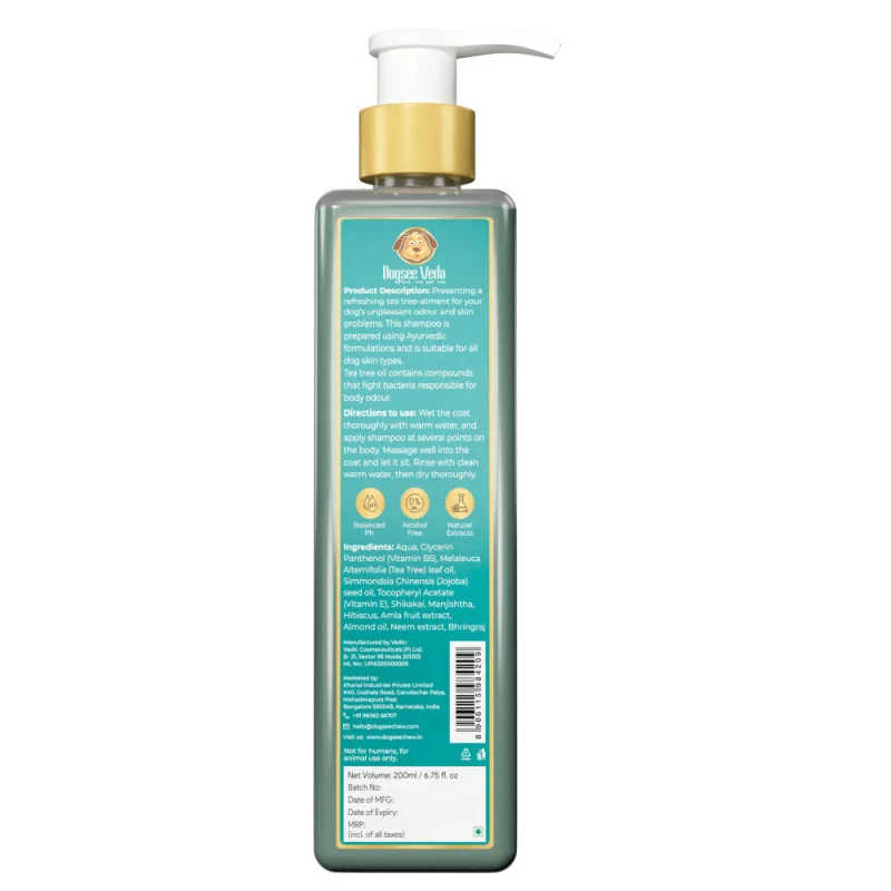 Dogsee Veda Odour Control Tea Tree Shampoo for Dogs — back view