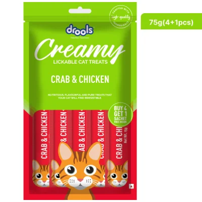 Drools Crab & Chicken Creamy Cat Treats – 6x75g(30pcs)