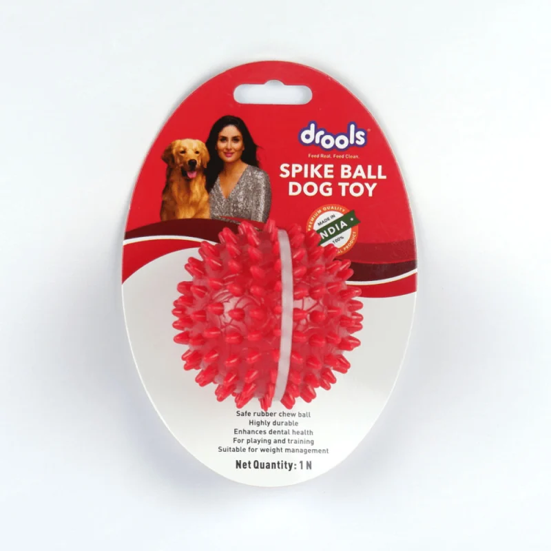 Drools Non Toxic Rubber Stud Spike Hard Ball Chew Teething Toy for Puppies and Dogs | For Aggressive Chewers — side view