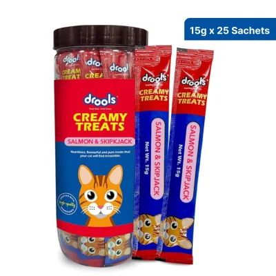 Drools Salmon & Skipjack Creamy Cat Treats – 375g(25pcs)