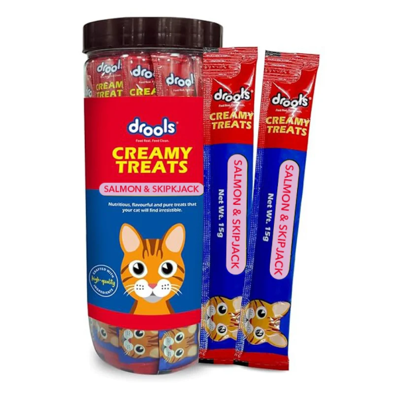 Drools Salmon & Skipjack Creamy Cat Treats — side view