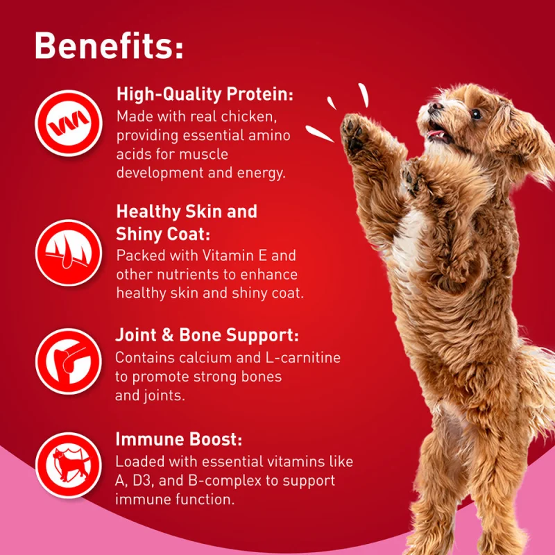 Drools Strawberry Flavour Chicken Sticks Treat for Dogs — back view