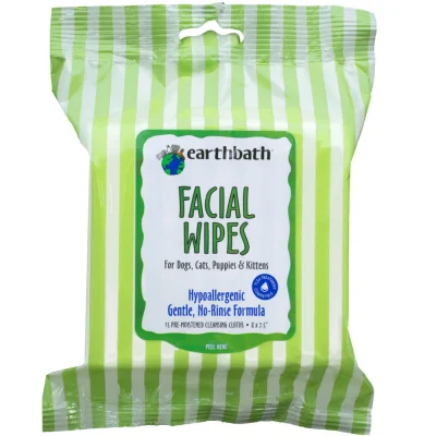 Earthbath Hypo Allergenic Fragrance Free Facial Wipes For Pets