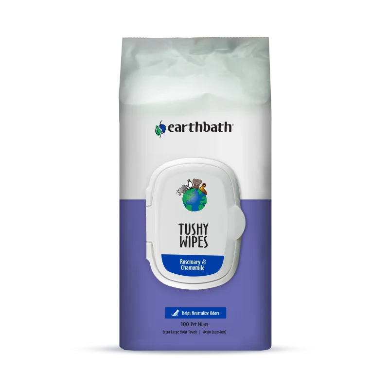 EarthBath Rosemary and Chamomile Scented Tushy Wipes for Dogs and Cats