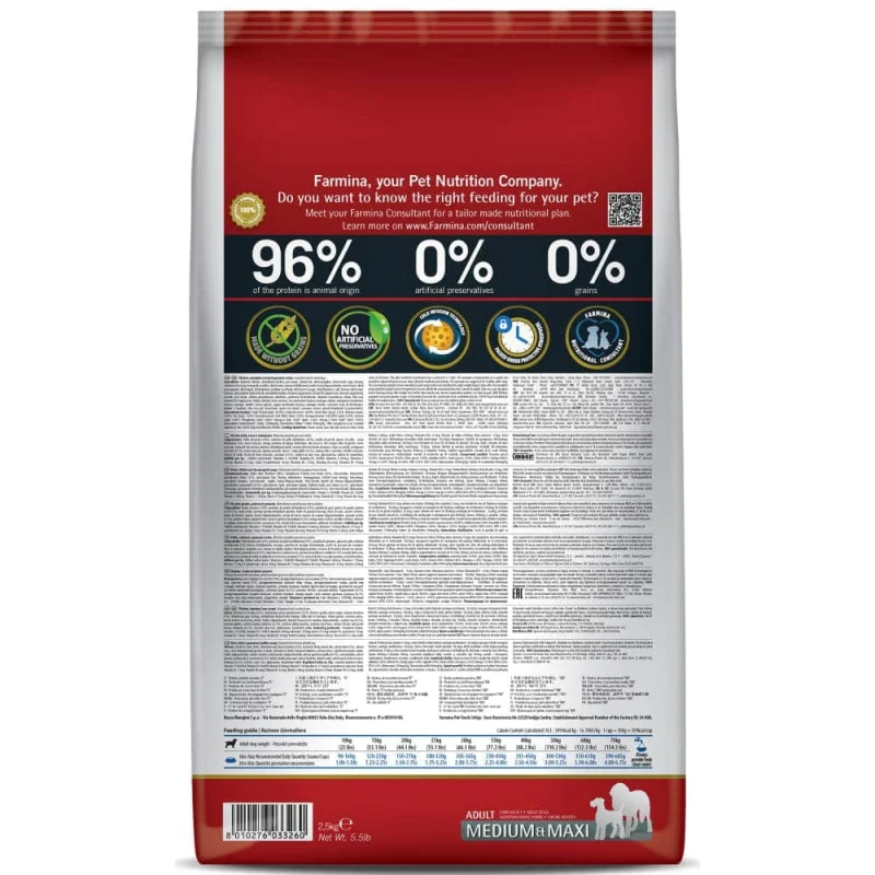 Farmina N&D Pumpkin Chicken & Pomegranate Grain Free Adult Maxi Medium Dog Dry Food — back view