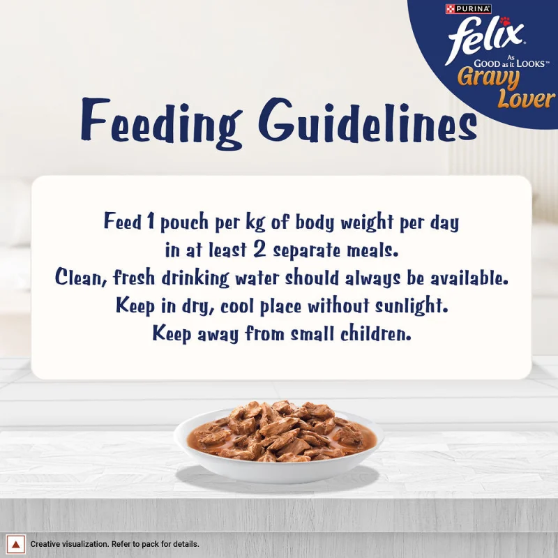Purina Felix Gravy Lover Chicken Chunks Adult Complete and Balanced Cat Wet Food — back view