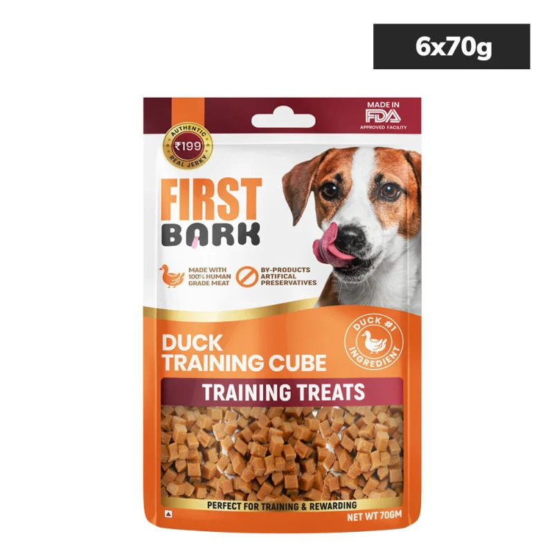 First Bark Duck Training Cubes Jerky Dog Treat — back view