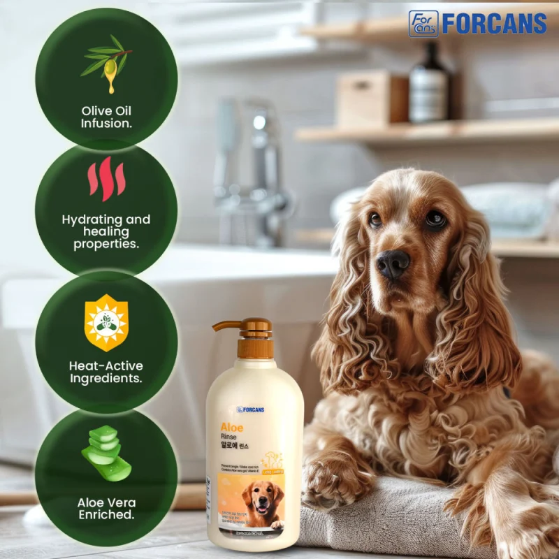 Forbis/Forcans Aloe Rinse Conditioner for Dogs — in use