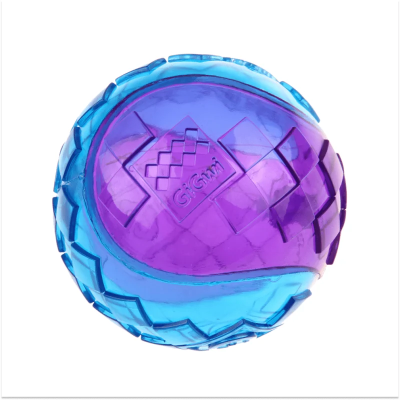 GiGwi Ball Squeaker Toy for Dogs (Blue/Purple) | For Medium Chewers — back view