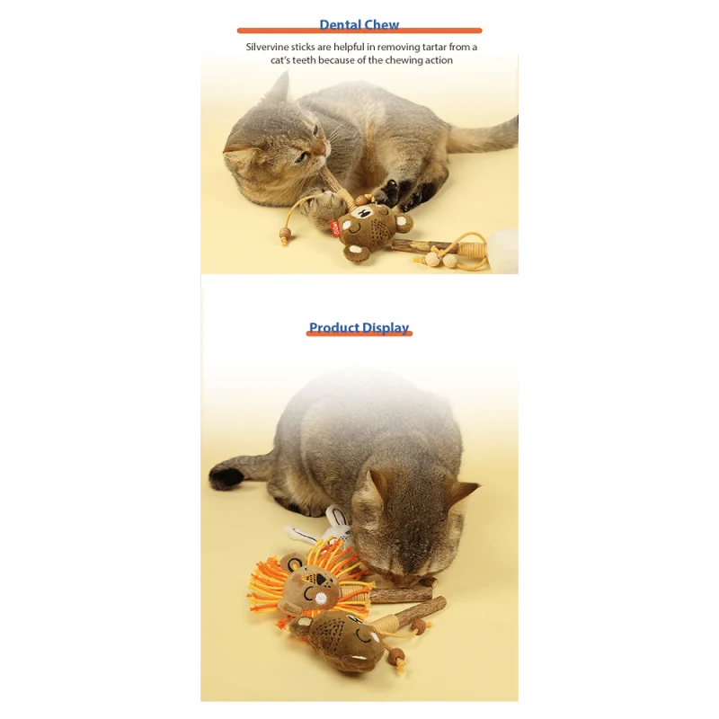GiGwi Catch and Scratch Eco Line Lion Toy for Cats — back view