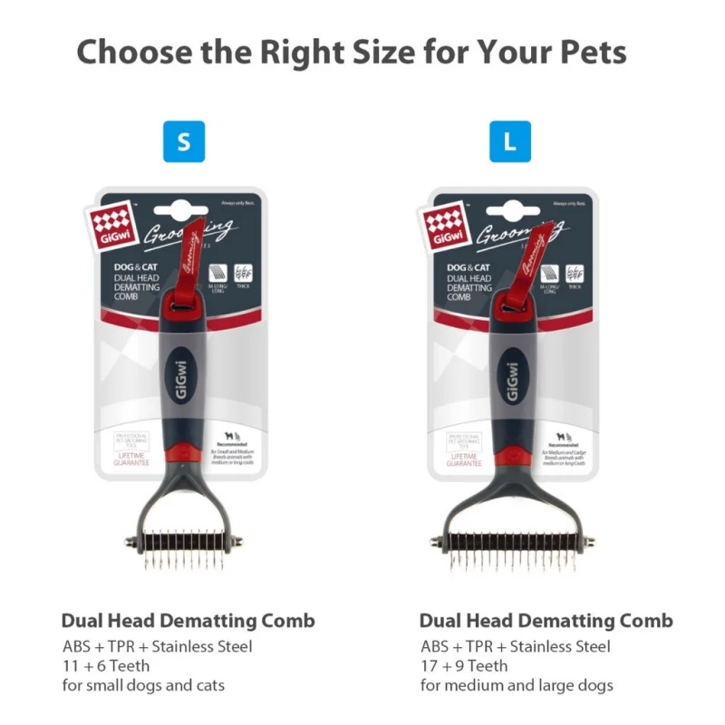 GiGwi Dual Head Dematting Comb for Dogs and Cats — back view