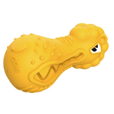 Gigwi Dumbbell Lion Heads Toy For Dogs Yellow