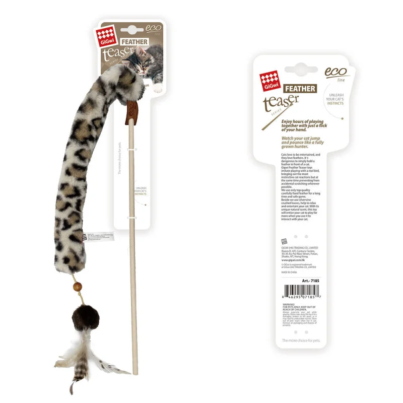 GiGwi Feather Teaser Eco Line Plush Tail Toy for Cats — back view
