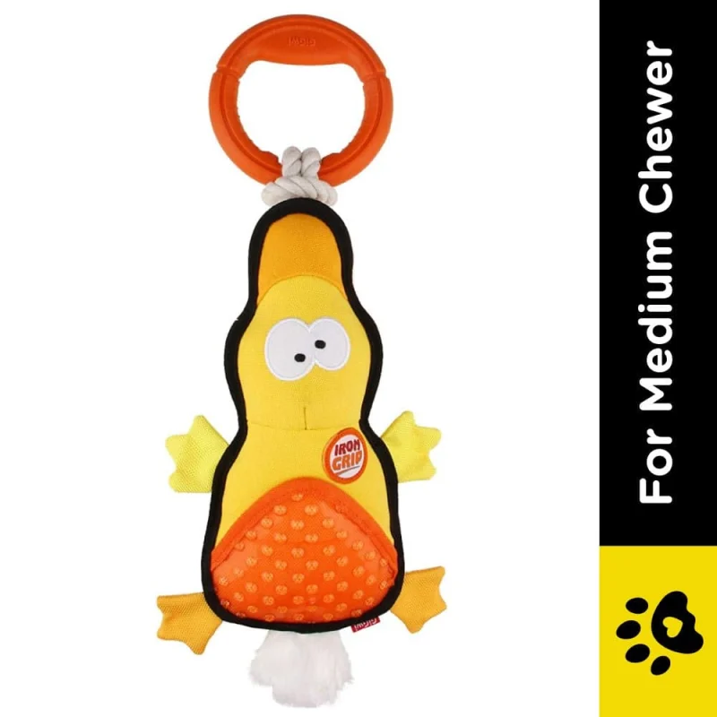 GiGwi Iron Grip Duck Plush with TRP Handle Toy for Dogs — side view