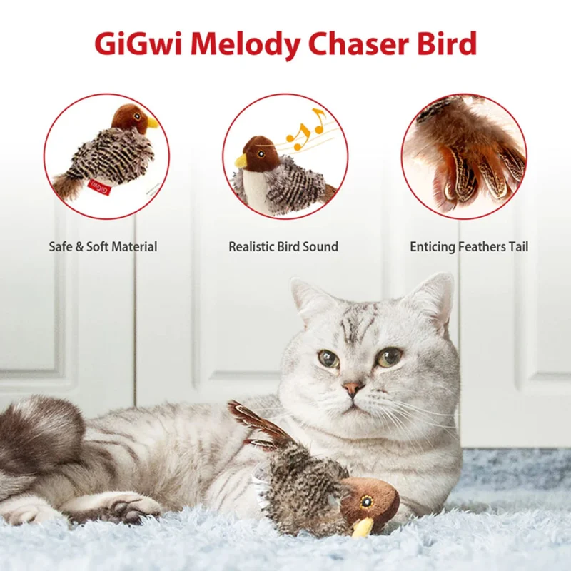 GiGwi Melody Chaser Bird Toy for Cats — side view