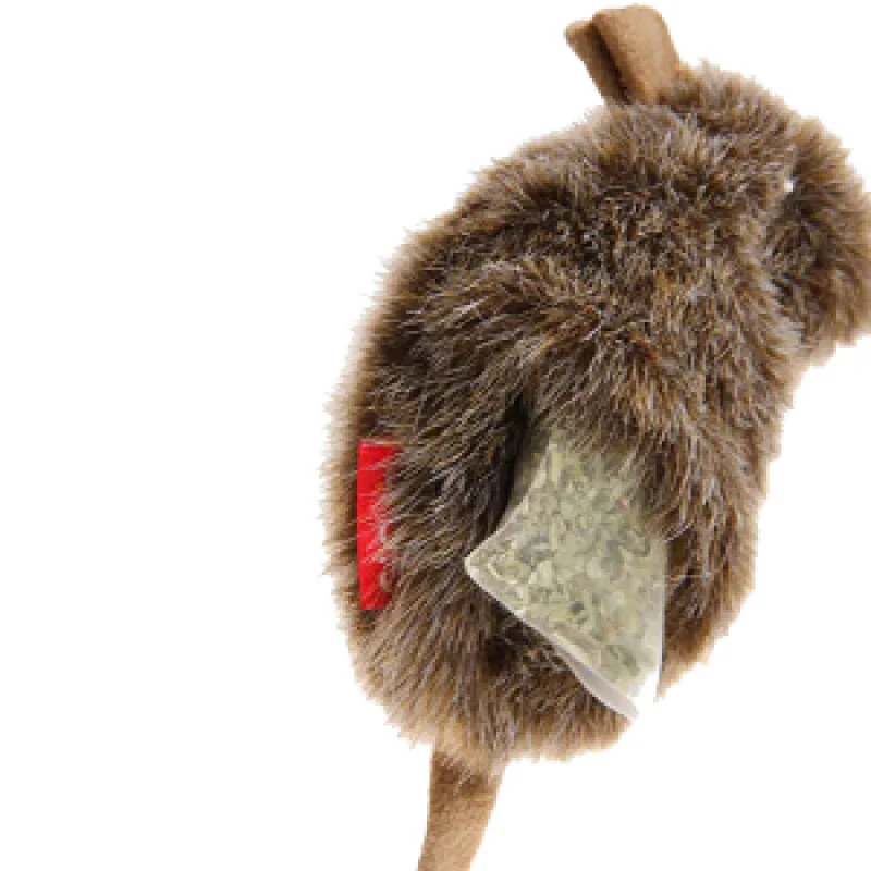 GiGwi Mouse Refillable Catnip with 3 Catnip Teabags in Ziplock Bag Toy for Cats — back view