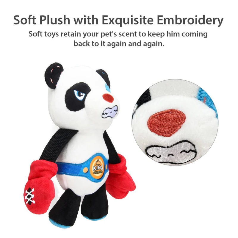 GiGwi Rock Zoo King Boxer Panda Toy for Dogs — detail shot
